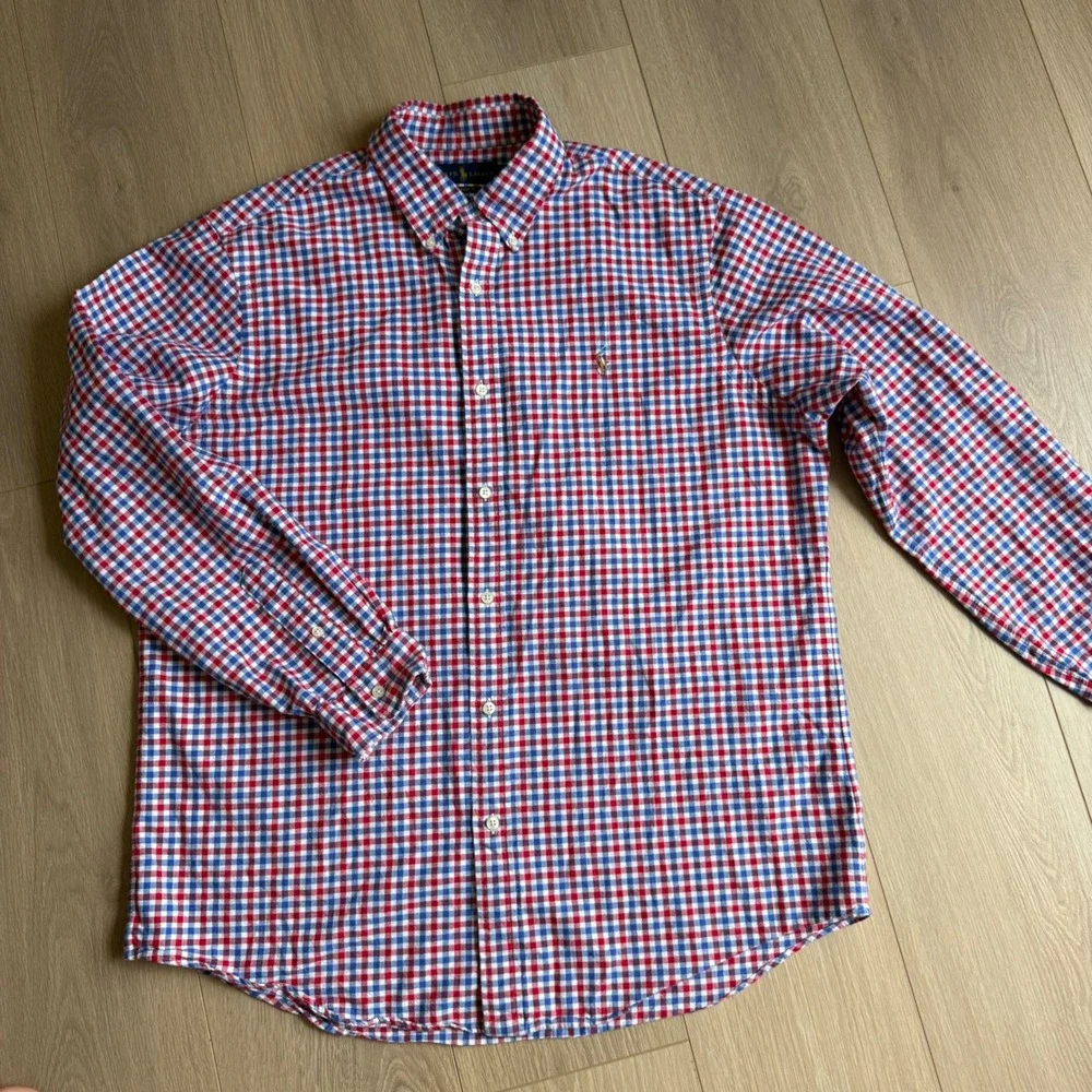 Ralph Lauren Mens XL Classic Fit Gingham Button Down Shirt Red White Blue Pony - Picture 2 of 9